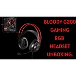 A4TECH Наушники с микрофоном A4Tech Bloody G200S черный/красный 2м мониторные USB оголовье (G200S USB/ BLACK +RED)